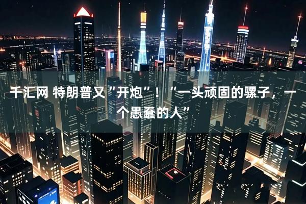 千汇网 特朗普又“开炮”！“一头顽固的骡子，一个愚蠢的人”
